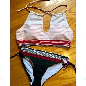 NWT LOFT Beach Striped Halter Bikini